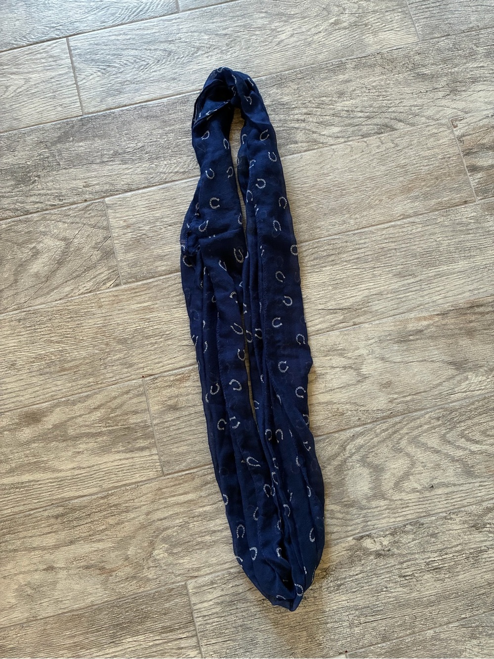 Navy Infinity Scarf with Horseshoes